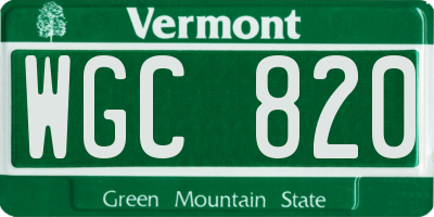 VT license plate WGC820