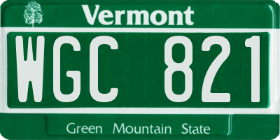 VT license plate WGC821