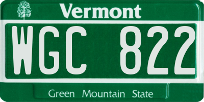 VT license plate WGC822
