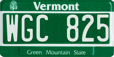 VT license plate WGC825