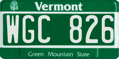 VT license plate WGC826
