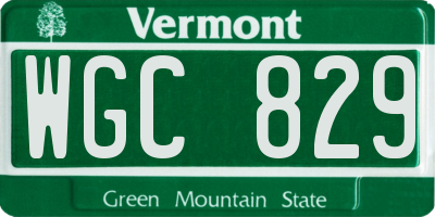 VT license plate WGC829