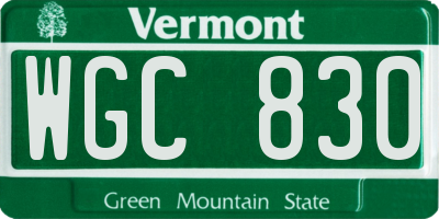 VT license plate WGC830
