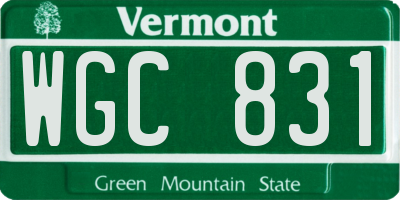 VT license plate WGC831
