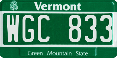 VT license plate WGC833