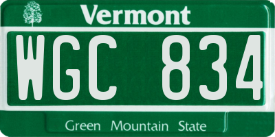 VT license plate WGC834