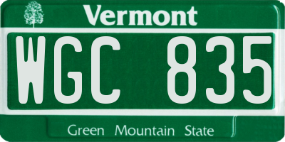 VT license plate WGC835