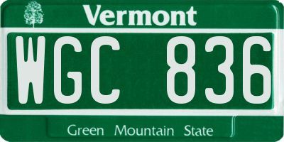 VT license plate WGC836