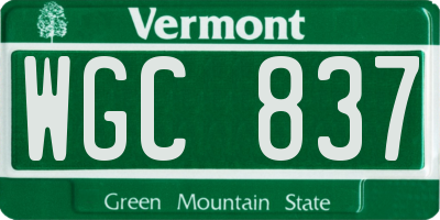 VT license plate WGC837