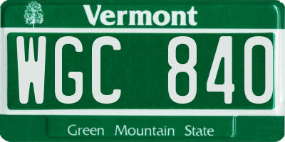 VT license plate WGC840