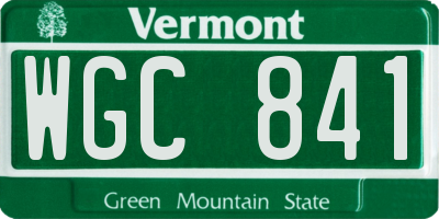 VT license plate WGC841