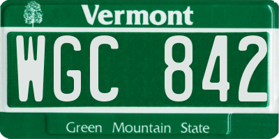 VT license plate WGC842