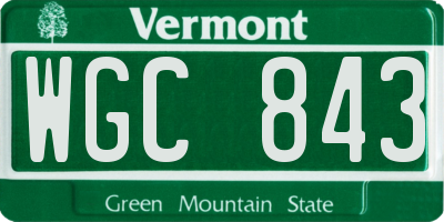 VT license plate WGC843