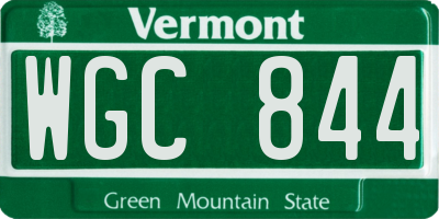 VT license plate WGC844