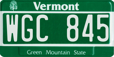 VT license plate WGC845