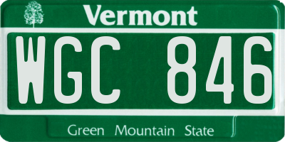 VT license plate WGC846