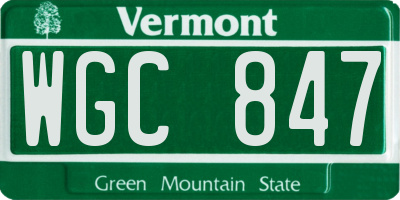 VT license plate WGC847