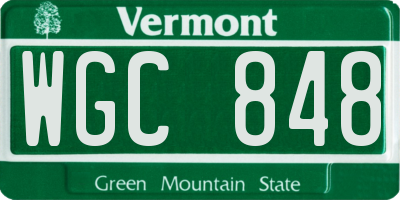 VT license plate WGC848