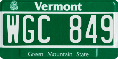 VT license plate WGC849