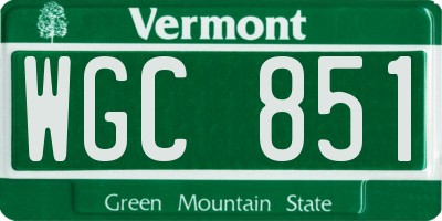 VT license plate WGC851