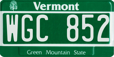 VT license plate WGC852