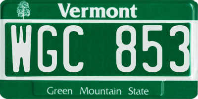 VT license plate WGC853