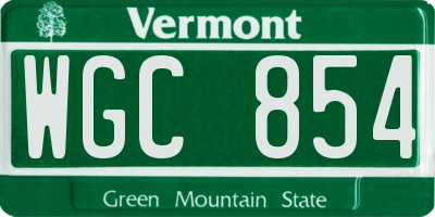 VT license plate WGC854