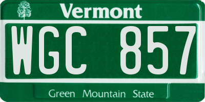VT license plate WGC857
