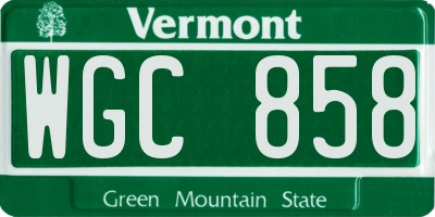 VT license plate WGC858