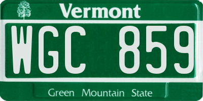 VT license plate WGC859
