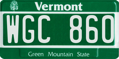 VT license plate WGC860