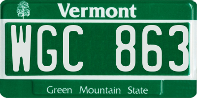 VT license plate WGC863