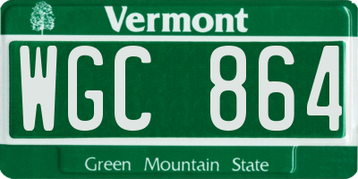 VT license plate WGC864