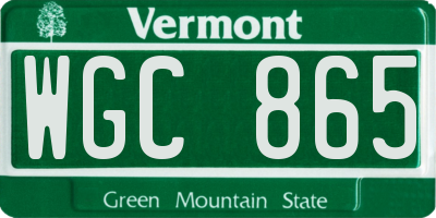 VT license plate WGC865