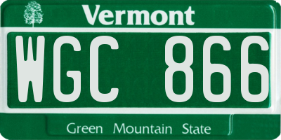 VT license plate WGC866