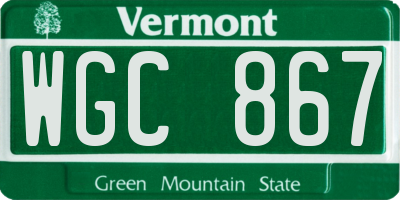 VT license plate WGC867