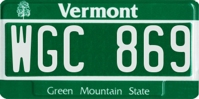 VT license plate WGC869