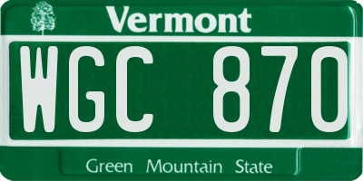 VT license plate WGC870