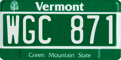 VT license plate WGC871