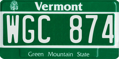 VT license plate WGC874