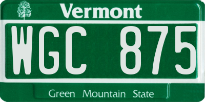VT license plate WGC875