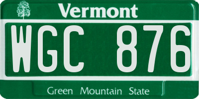 VT license plate WGC876