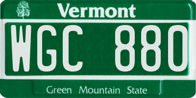 VT license plate WGC880