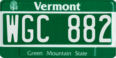 VT license plate WGC882