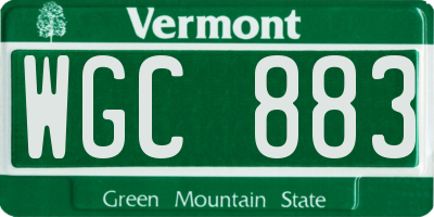 VT license plate WGC883