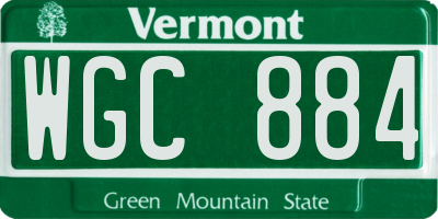 VT license plate WGC884