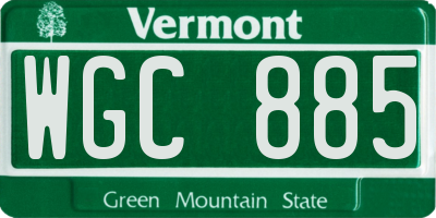 VT license plate WGC885
