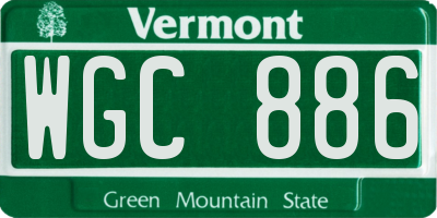 VT license plate WGC886