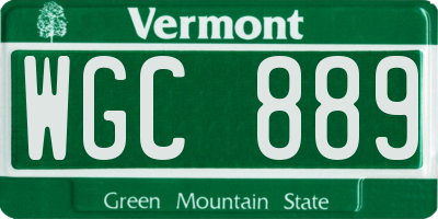 VT license plate WGC889
