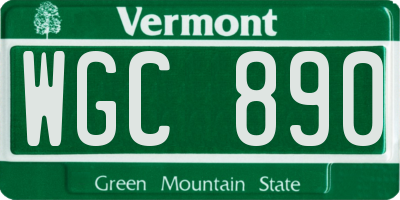VT license plate WGC890